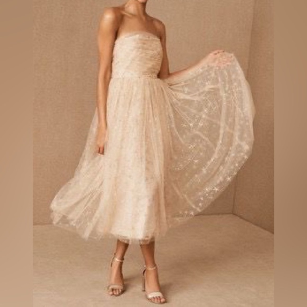Joanna August Brenda Strapless Tulle Dress in Champagne Size 0